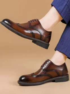 Chaussures habillées pour hommes chaussures de mariage à bout carré en cuir Brouges
