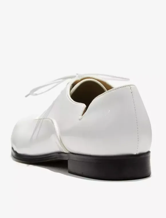 Chaussures habillées pour hommes à bout pointu à lacets en cuir verni pour bal de promo mariage