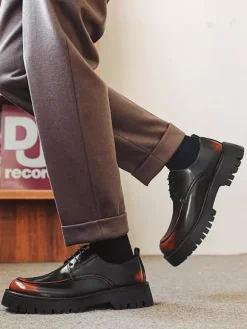 Chaussures habillées pour hommes chaussures derbies basses à lacets et plateforme antidérapantes