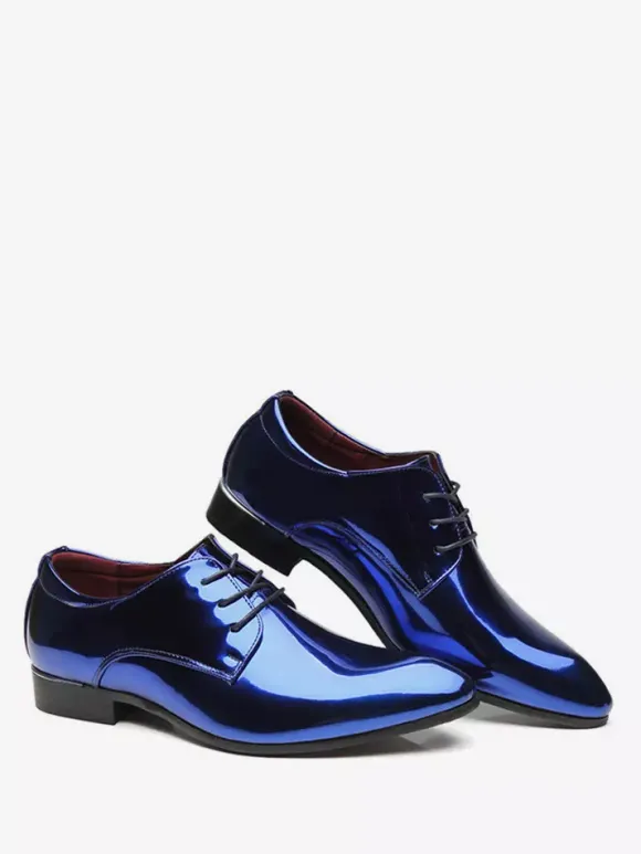 Chaussures habillées pour hommes chaussures derby à lacets en cuir verni semelle à talon carré chaussures basses formelles