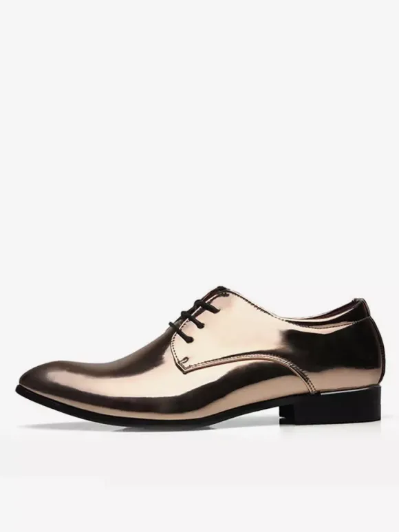 Chaussures habillées pour hommes chaussures derby à lacets en cuir verni semelle à talon carré chaussures basses formelles