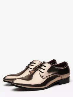 Chaussures habillées pour hommes chaussures derby à lacets en cuir verni semelle à talon carré chaussures basses formelles