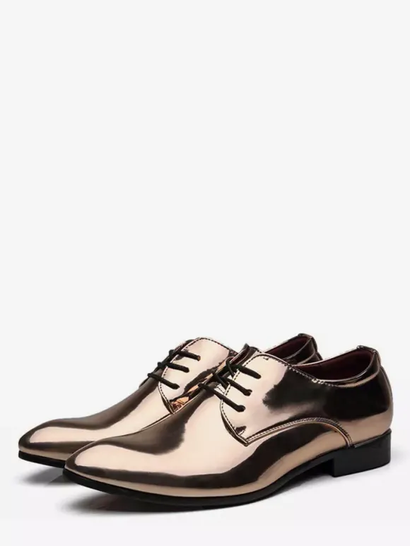 Chaussures habillées pour hommes chaussures derby à lacets en cuir verni semelle à talon carré chaussures basses formelles