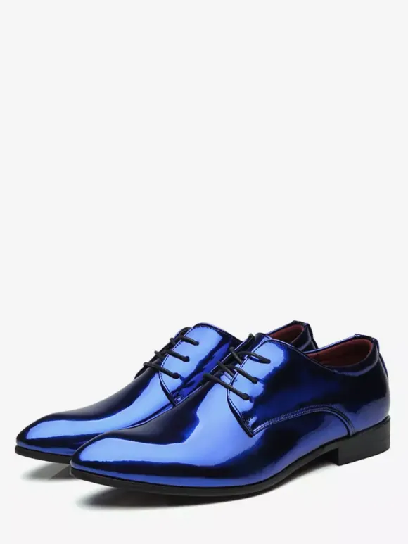 Chaussures habillées pour hommes chaussures derby à lacets en cuir verni semelle à talon carré chaussures basses formelles