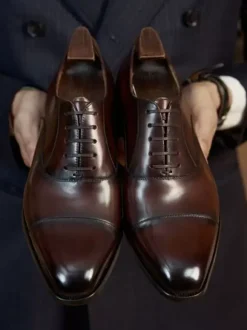 Chaussures habillées pour homme chaussures de mariage formelles en cuir à bout carré de qualité