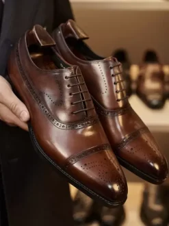 Chaussures habillées pour hommes à bout carré en cuir Brogue Derby Chaussures de mariage formelles