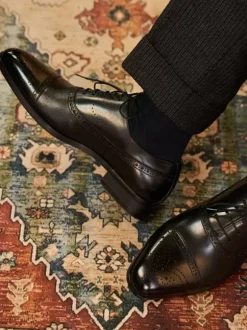 Chaussures habillées pour hommes à bout carré en cuir Brogue Derby Chaussures de mariage formelles