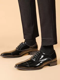 Chaussures habillées pour hommes en cuir PU Derby Prom Party Chaussures de mariage