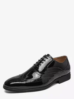 Chaussures habillées pour hommes bout rond doré lacets style Oxford