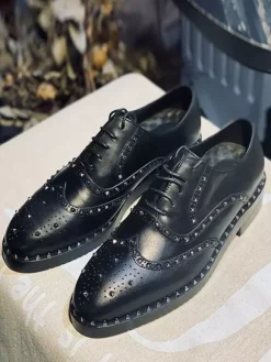 Chaussures habillées pour hommes fantastiques bout rond rivets cuir de vachette
