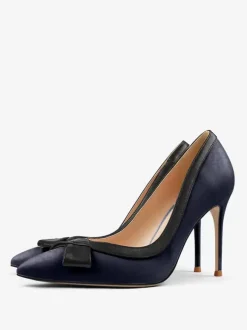 Chaussures habillées à talons hauts blancs pour femmes bout pointu n艙ud à enfiler