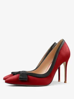 Chaussures habillées à talons hauts blancs pour femmes bout pointu n艙ud à enfiler