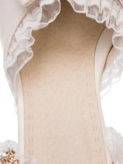 Chaussures Lolita douces arcs en cuir Synthétique talon épais Lolita pompes