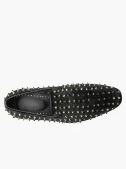 Chaussures Mocassins Pour Hommes Rivets Slip-on Bout Carré Tige En Micro Suède