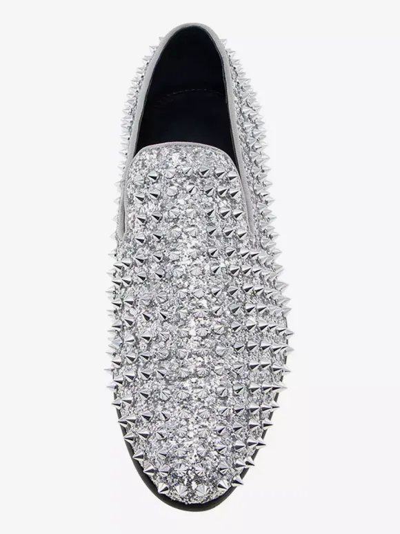 Chaussures Mocassins Pour Hommes Tissu À Paillettes Rivets Illustration Slip-On