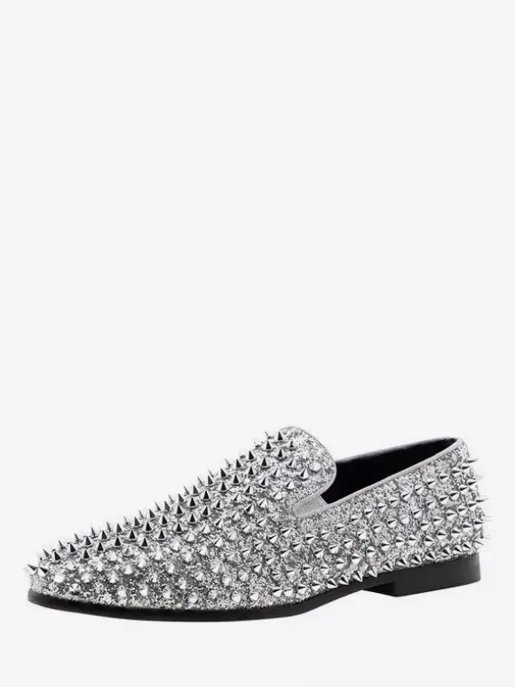 Chaussures Mocassins Pour Hommes Tissu À Paillettes Rivets Illustration Slip-On