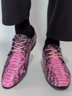 Chaussures Oxford vertes à lacets motif serpent