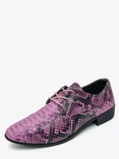 Chaussures Oxford vertes à lacets motif serpent