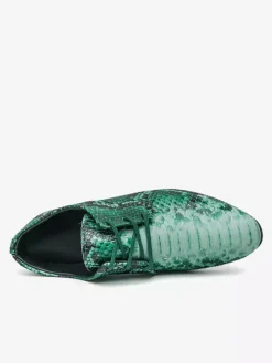 Chaussures Oxford vertes à lacets motif serpent