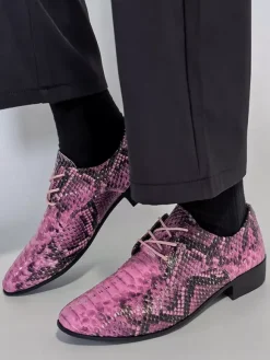 Chaussures Oxford vertes à lacets motif serpent