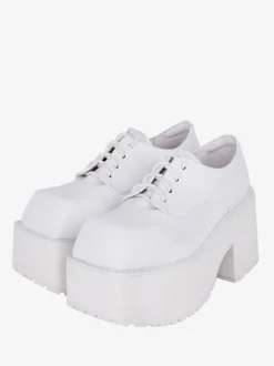 chaussures épaisses gothiques Lolita noires en cuir PU à bout rond Lolita