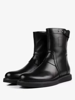 Chaussures Pour Hommes En Cuir De Vachette Chic Bottes Noires Boucle