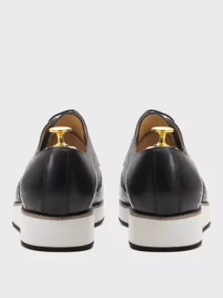 Chaussures Richelieu pour hommes bout rond en cuir véritable à lacets.