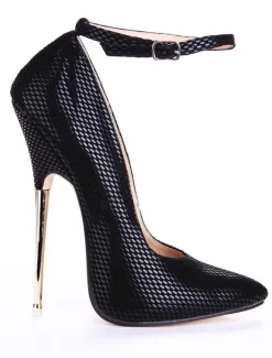 Chaussures à talon haut noires en Synthétique verni avec boucle