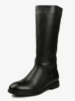 Chelsea Bottes Homme Bottines Simple En Cuir De Vachette Noir Bout Rond