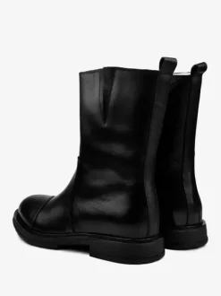 Chelsea Bottes Homme Bottines Simples En Cuir De Vachette Noir Bout Rond