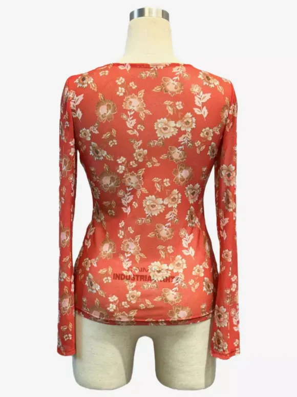 Chemise à manches longues boutonnée à imprimé floral et coupe ajustée pour femme 2026