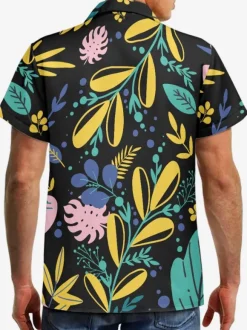 Chemise Décontractée Hommes Manches Courtes Imprimées Plantes Vacances Hawaï