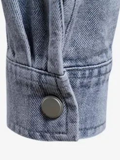 Chemise Décontractée Manches Longues Hommes Couleur Unie Coupe Cintrée En Denim