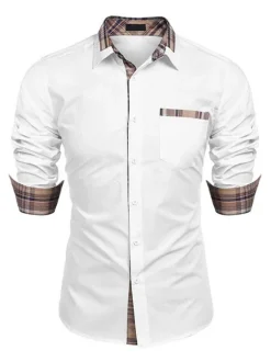 Chemise décontractée pour homme Col rabattu Casual Bloc de couleur amovible Bleu bébé Chemises pour hommes
