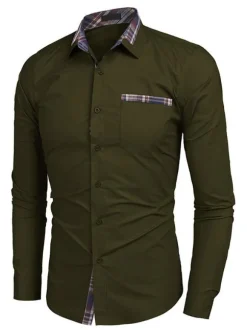 Chemise décontractée pour homme Col rabattu Casual Bloc de couleur amovible Bleu bébé Chemises pour hommes