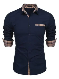 Chemise décontractée pour homme Col rabattu Casual Bloc de couleur amovible Bleu bébé Chemises pour hommes