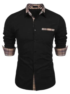 Chemise décontractée pour homme Col rabattu Casual Bloc de couleur amovible Bleu bébé Chemises pour hommes