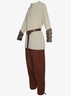 Chemise De Pirate Médiévale Pantalon À Bretelles À La Cheville Halloween Rétro Scène De Cosplay
