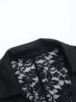 Chemise en dentelle transparente pour femme - Cardigan cintré à col V style gothique - Top idéal pour une soirée printanière 2026