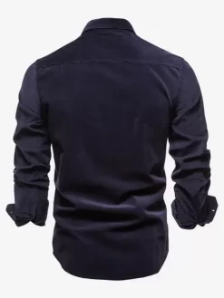 Chemise Homme En Coton Coupe Cintrée Décontractée À Manches Longues