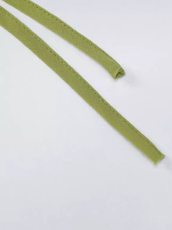 Chemise pour femme verte en polyester col en V plissée décontractée à lacets manches longues