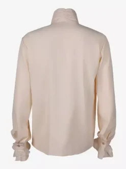 Chemise blanche rétro steampunk pour homme manches longues col montant style victorien/renaissance poète poux
