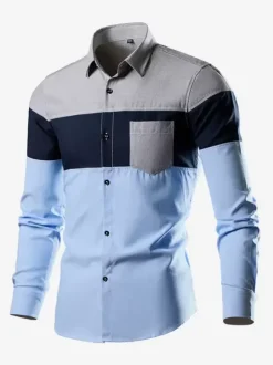 Chemise décontractée homme col rabattu asymétrique chic chemises blanches hommes