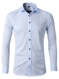 Chemise décontractée pour homme Col rabattu Chemises décontractées blanches amovibles pour hommes