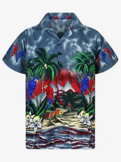 Chemise Décontractée Pour Homme Chic Imprimé Jaune Vacances