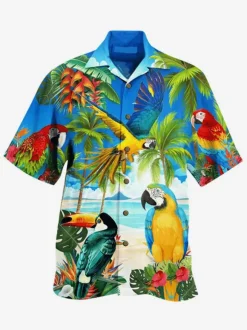 Chemise Décontractée Pour Homme Chic Imprimé Jaune Vacances