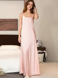 Chemise de nuit longue noire extensible élégante lingerie adulte
