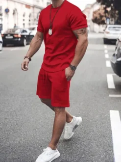 Chemise Hawaïenne Pour Hommes 2 pièces à manches courtes et col bijou blanc