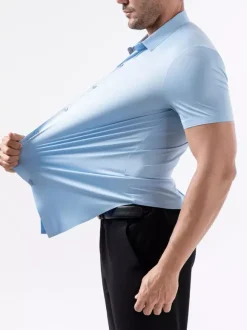 Chemise élastique anti-rides pour homme chemise à manches courtes pour homme