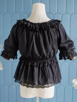 Chemise Lolita Mignonne Top Blanche À Manches Longues À Volants